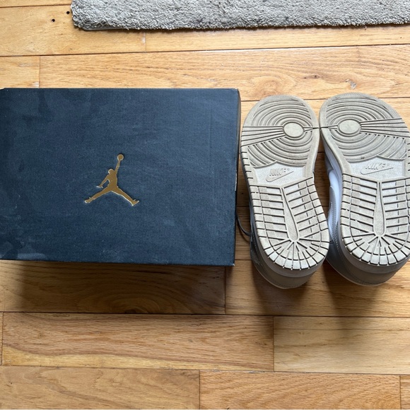 Nike Jordan 1 Mid White and Beige Sneakers - Picture 4 of 6